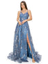 BLISS by Cinderella Couture Open Back Glitter Juniors Dress with Sequin Beaded Waistline, Sizes XS-3XL - SophiasStyle.com